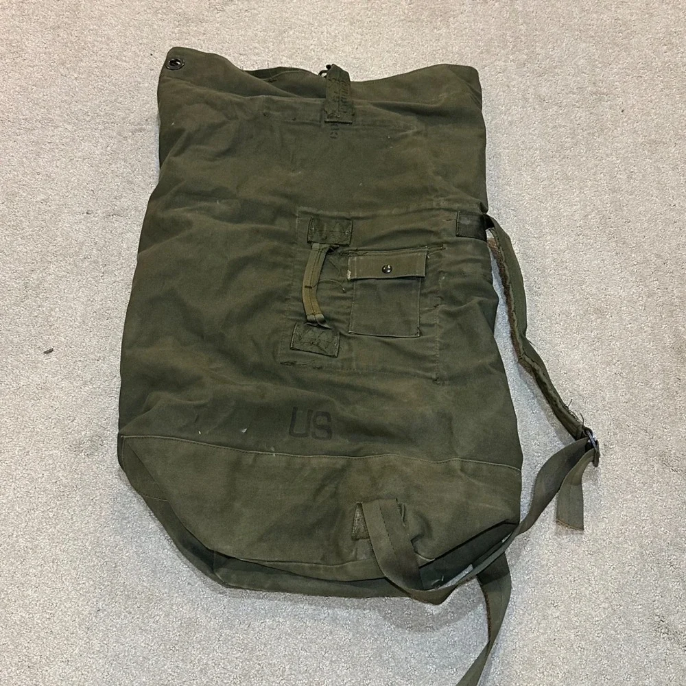 Vintage US Military Canvas Duffle Bag Olive Drab Backpack Sea Bag 36 Inch